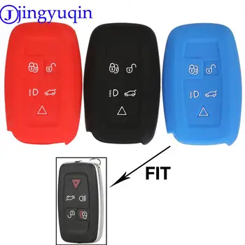 Jingyuqin Yeni 5 Düğmeler Uzaktan Silikon Kauçuk Anahtar Fob Kapak Kılıf Land Rover LR4 LR2 Discovery Akıllı Anahtar Kutu