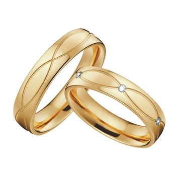 En Kaliteli İttifaklar evlilik teklifi promise alyans çiftler için set altın dolgulu onun ve onun paslanmaz çelik takı