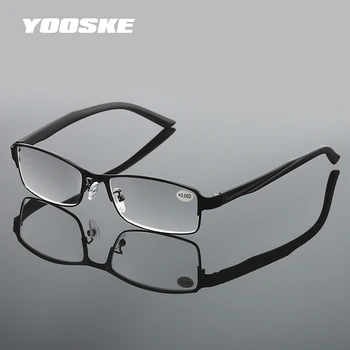 YOOSKE TR90 Kare okuma gözlüğü Erkekler Titanyum Alaşım Gözlük Adam Iş Hipermetrop Reçete Gözlük +1.0 1.5 2.0 2.5