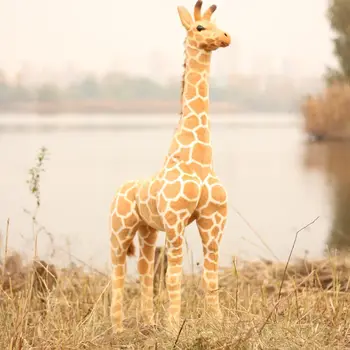 [Komik] Büyük 100 cm Ayakta Zürafa Dolması peluş bebek oyuncak simülasyon hayvan geyik modeli ev dekorasyon çocuk çocuk en ıyi hediye