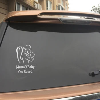 1 pc Kawaii Emniyet Warining Sticker Anne ve Bebek üzerinde Kurulu Yaratıcı Şekil Pencere Çıkartması Araba - şekillendirici Yansıtıcı Su Geçirmez Paster