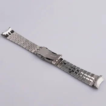 CARLYWET 22mm Katı Kavisli End Paslanmaz Çelik Gümüş Jubilee saat kayışı Kayış Lüks Bilezikler Için Seiko SKX007 009