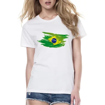 Brezilya Bayrağı Baskı Çift T-Shirt Gömlek Kollu T Shirt Aşk Brezilya Bayrağı sevgililer Günü Hediyesi Yaz Severler Tshirt