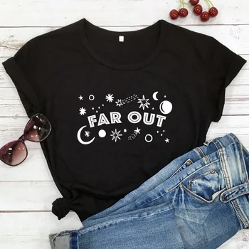 Far Out T-shirt Estetik Yıldızlı Uzay Grafik Tee Gömlek Üst Moda Kadın Kısa Kollu Tumblr Galaxy Tshirt Dropshipping