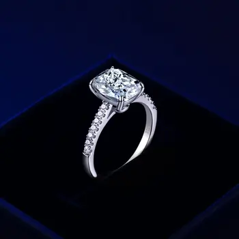 Newshe 925 Ayar Gümüş Düğün Nişan Yüzüğü Kadınlar Için 3.5 Ct Yastık Kesim AAAAA Kübik Zirkon Klasik Takı BR1139