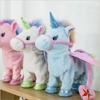 Unicorn Elektrikli peluş oyuncaklar Yürüyüş Singing Dolması Hayvanlar Oyun Arkadaşı Yatıştırıcı Çocuk Oyuncakları Noel Doğum Günü Hediyeleri