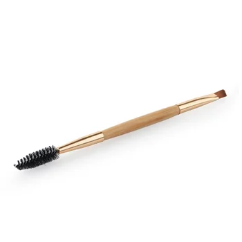 Güzellik kozmetik makyaj aracı kaş tarak bambu kolu çift uçlu yumuşak naylon makyaj fırça