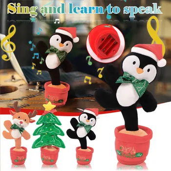 Elektrikli Peluş Oyuncak Dans Bebekler Noel Ağacı Penguen Noel Dolması Oyuncaklar Singing Hayvan Aydınlık Yumuşak Çocuk Yeni Yıl Hediyeleri
