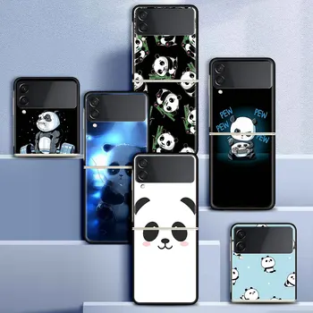 Telefon Kapak için Samsung Galaxy Z Flip 3 5G Kılıf İçin ZFlip 3 Sert Silikon Funda için Z Flip3 Sevimli Panda Kat Kabuk