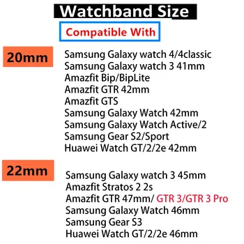 20mm / 22mm Kayış İçin Samsung Galaxy izle 4/klasik 3 / Aktif 2 / 46mm / 42mm Ayarlanabilir Elastik Naylon bilezik Huawei GT / 2E / Pro bant