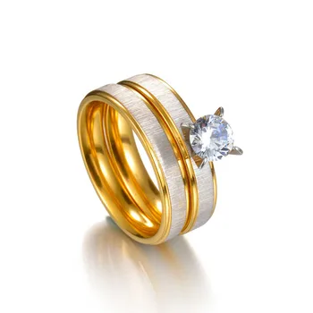 Boho Kadın Kristal Taş Yüzük Vintage Paslanmaz Çelik Kadın Alyanslar Moda Promise Sarı Altın Çift Nişan Yüzüğü