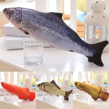 Sıcak Yaratıcı 3D Balık Şekli Kattens peelgoed Hediye Kedi Nane Balık Dolgulu Yastık Bebek Somon Balığı Oyun Pet Oyuncak Hızlı Kargo