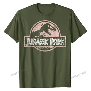 Jurassic Park Şeftali Sıkıntılı Logo grafikli tişört Normal T Gömlek Tops Tees Erkek Şirket Pamuk Moda Üst T-Shirt