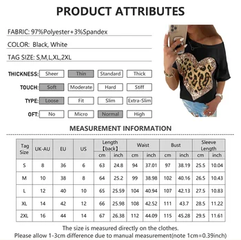 Satış Yeni T Shirt Kadın Moda Leopar Kalp şeklinde Payetli Tişörtleri Casual Tops Tee Kadın T Shirt Giyim Camisas Mujer D30
