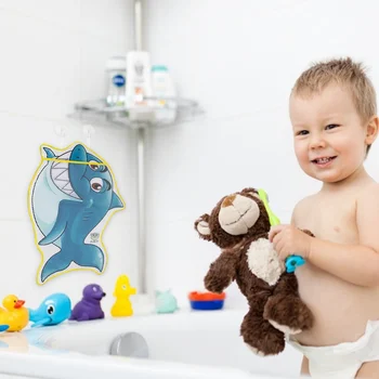 Bebek banyo oyuncakları Karikatür Köpekbalığı Dinozor Örgü Net Oyuncak saklama çantası Güçlü Vantuz Banyo Oyun Çantası Banyo Organizatör Çocuklar için