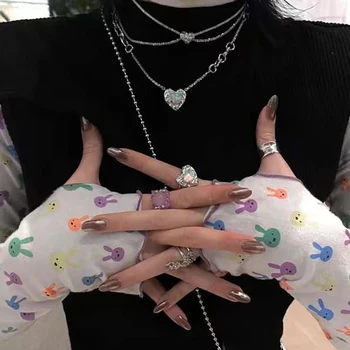 Trendy opal taş kalp şekli kolye yüzük takı kutusu ıns ile lady dostluk hediye aksesuarları için