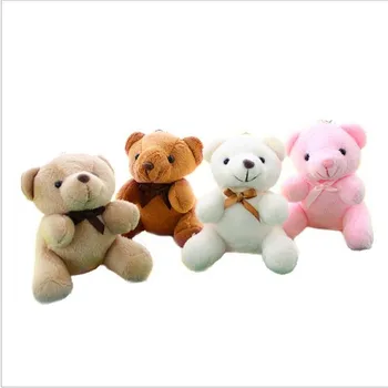 1 adet Mini Peluş oyuncak ayılar Küçük Kolye Sevimli Ilmek Düz Renk Ayılar Bebek Yumuşak doldurulmuş oyuncak Çocuklar Kızlar Için Hediye 10 CM