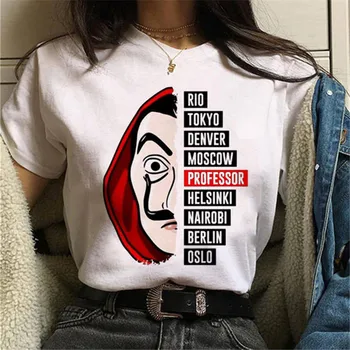 Moda La Casa De Papel Tshirt Para Soygun Tees TV Serisi T Shirt Kadın T Kısa Kollu Ev Kağıt Komik Kadın T-Shirt Üst