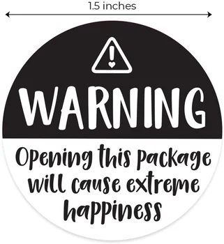 500 Pcs Siyah ve Beyaz Sevimli Uyarı: Aşırı mutluluk Sticker Hediye Sızdırmazlık Sticker için ış sarma Dekorasyon 1.5 inç