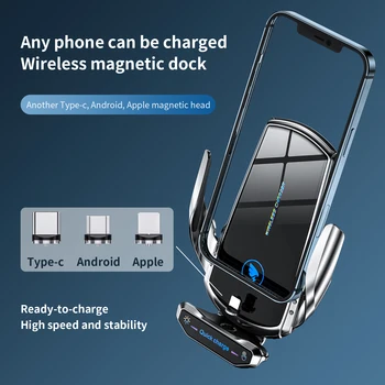 Kablosuz Şarj Araba 15 W Hızlı Şarj İçin iPhone 11 12 13 Pro Max Samsung S21 S20 Ultra Xiaomi araç tutucu Otomatik Şarj
