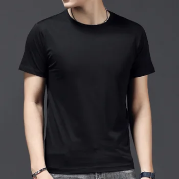 YXX7 Uzun Boylu yaz kısa kollu yuvarlak yaka T-shirt pamuk streç genişletilmiş siyah beyaz streç 2000