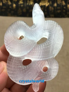 1 ADET Doğal Beyaz Selenite Oyma yılan Kuvars Kristal Alçı şifa
