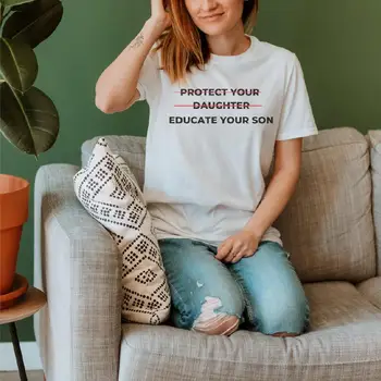 LINSESS Eğitmek Oğlu kadın T-Shirt Feminizm Direnci Kısa Kollu Kadın Harajuku Yuvarlak Yaka üstleri %100 % Pamuk Gevşek Tee