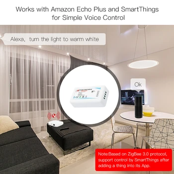 TUYA Zıgbee 3.0 akıllı led şerit Denetleyicisi 12 V 24 V 15A RGBW RGBWW RGB+SKK RGB SKK karartıcı kontrol cihazı Alexa Smartthings Hu * e