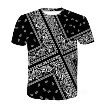 Yaz Siyah Bandana 3D Baskı T Gömlek Erkekler Streetwear Hip Hop T-shirt Erkekler Rahat Kısa Kollu Tişört Tops Giyim Ekip Boyun 202