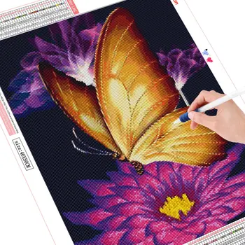 Elmas Boyama Kelebek Çiçek Doğa 5D DIY Kare Yuvarlak Nakış El Yapımı Mozaik Kiti Fotoğraf Duvar