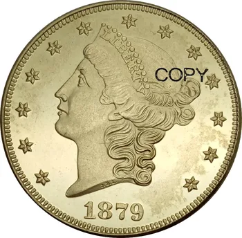 Amerika Birleşik Devletleri 20 Dolar Özgürlük Kafa - Çift Kartal sloganı ile YİRMİ D. 1872 1872 cc 1872 s Pirinç Metal Kopya Paralar