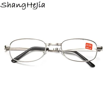 Tasarım okuma gözlüğü Erkek Kadın Katlanır Gözlük Gözlük Çerçeve Gümüş Metal Gözlük +1.0 +1.5 +2.0 +2.5 +3.0 +3.5 +4.0