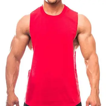 Erkekler Düz Renk Tankları Üst Erkekler Vücut Geliştirme Spor Salonları Fitness Spor Kolsuz Gömlek Boş Gevşek Erkek Giyim Sportwear Kas Yelek