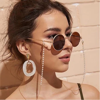 2020 Şık Moda okuma gözlüğü Zinciri Kadınlar için Metal Güneş Gözlüğü Kordonlar Rahat İnci Boncuklu Gözlük zinciri gözlük kadınlar için