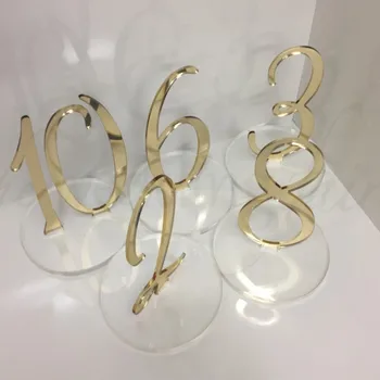 Yeni Altın glitter Akrilik Masa Numarası Tutucu, Düğün Akrilik Masa Numaraları Tutucu Tabanı ile Parti Kartı Masa Tutucu