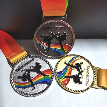 Renk Yeni Metal Madalya Maç Madalya Rozetleri Hediyelik Eşya Tae kwon Altın Madalya ıle ıyi şerit Okul spor Metal