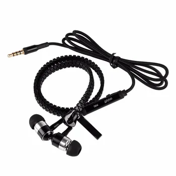 Taşınabilir Fermuar Kulaklık 3.5 mm Aux Ses Jakı Kulak Kulaklık Kulak Telefonları için Mic ile Handfree MP3 Kulaklık cep telefonu pc