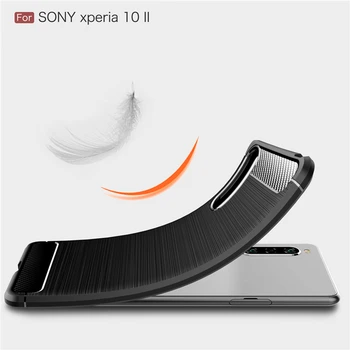 Sony Xperia 10 II için Kılıf Silikon Karbon Fiber Kapak Telefon Kılıfı Sony Xperia 10 II Koruyucu Kapak Için Xperia Pro I 10 II