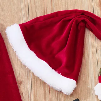 Toddler Bebek Kız noel Kıyafeti Noel Baba Kostüm Yeni Yıl 2022 İçin Çocuk Kız Tops Kemer Pantolon Şapka Kız Noel Giysileri