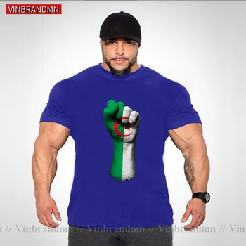 2021 Erkek Arkadaşının Günü Hediyesi Cezayir Bayrağı Yükseltilmiş Sıkılı Yumruk büyük boy t shirt erkekler Artı Boyutu Büyük Boy Büyük Giyim