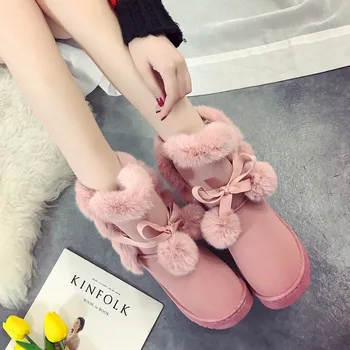 YEELOCA Kış Bayan Snowboots Kadın Orta Buzağı Kar Botları Sıcak pamuklu ayakkabılar Faux Süet Ince Çizmeler Bayan Kış Moda Çizmeler