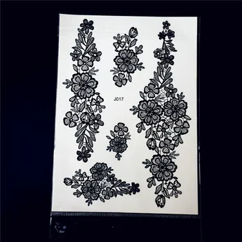 1 ADET Sahte Metalik Geçici Dövme Çıkartmalar Büyük Kına Bileklik Tasarım GJ004 Dantel Taç Mücevher Beyaz Çiçek Tek Kullanımlık Dövmeler