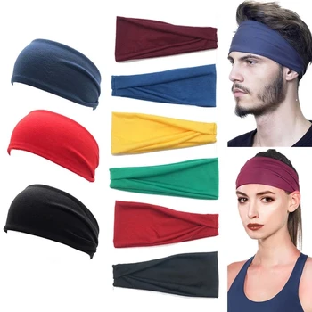 Kadın Erkek Kafa Bandı Düz Renk Geniş Türban Büküm Örme Pamuk Spor Yoga Hairband Bükülmüş Düğümlü Headwrap Saç Aksesuarları
