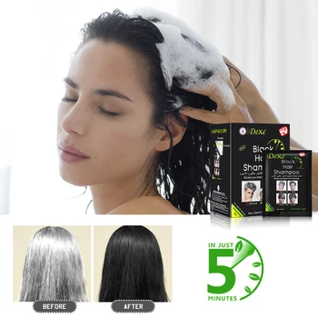 10 Pcs siyah saç şampuanı 5 Mins Boya Saç İçine Siyah Ot Doğal Daha Hızlı Siyah Saç Restore Renklendirici Şampuan Tedavi 25 ml