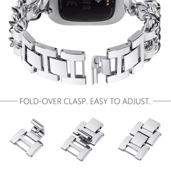 Bağlantı Bilezik için Fitbit Versa 2 Band Takı Kayış için Fitbit Versa Lite Kordonlu Saat Paslanmaz Metal Gümüş ile Beyaz Deri