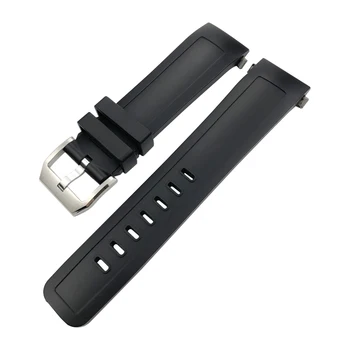 FKM Fluorous Kauçuk 22mm Watchband Fit için IWC Aquatimer Aile IW3568 Tutuşunu Siyah Mavi Yumuşak Su Geçirmez Silikon Kayış